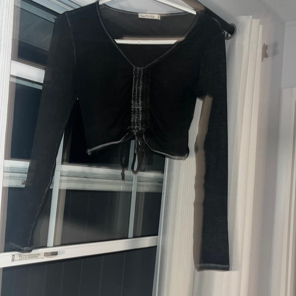 Long Sleeve See Through Grey Shirt Size S